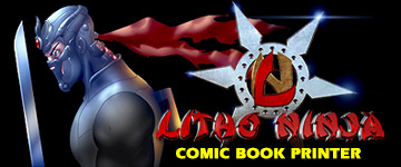 litho ninja printer comic book printer logo